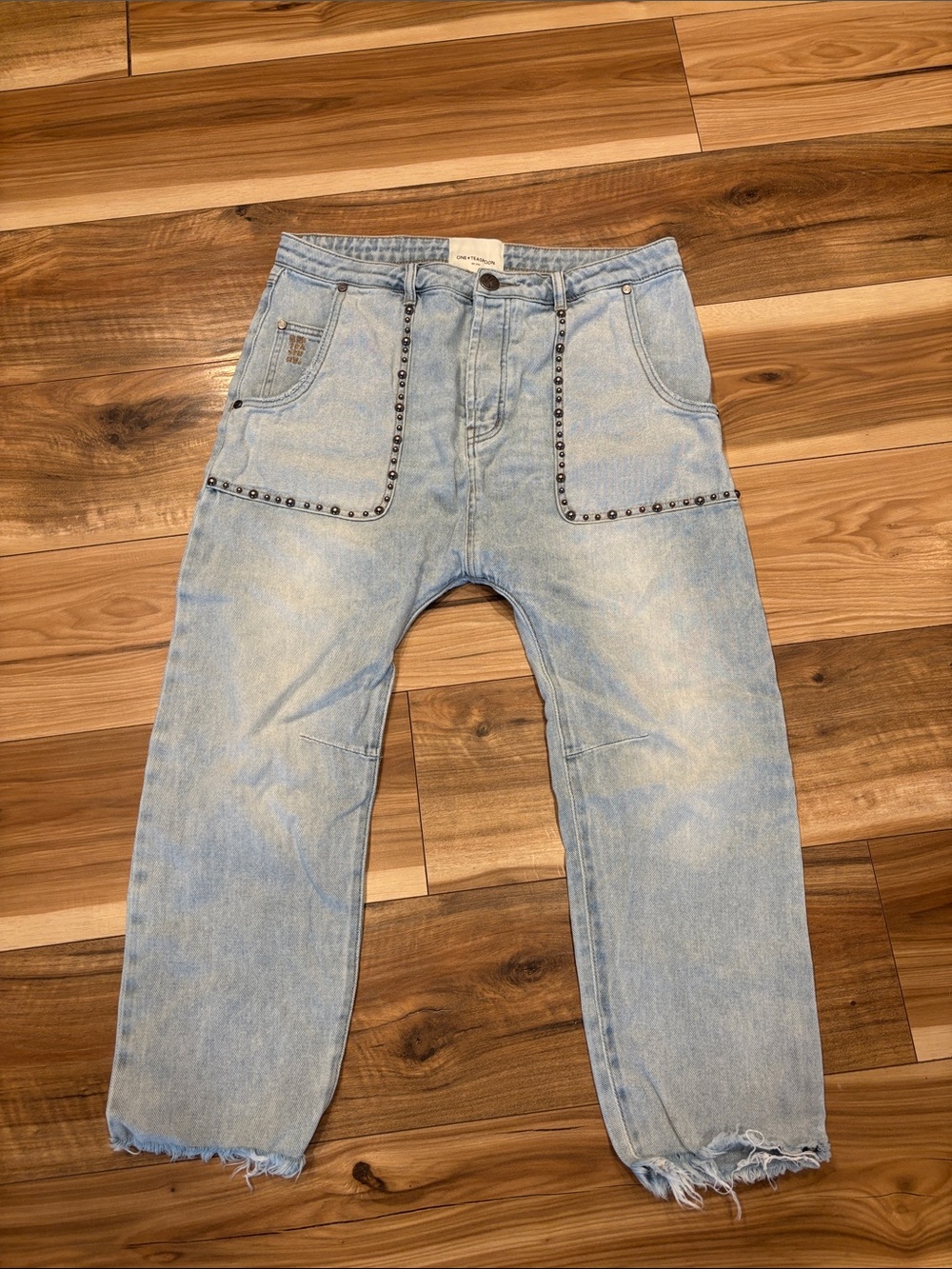 One Teaspoon Light Blue Studded Relaxed Jeans